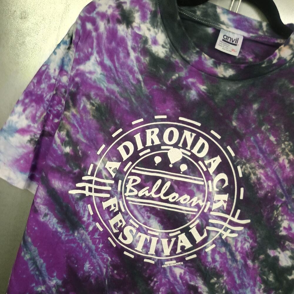 Adirondack Hot Air Balloon Festival Vintage 90s Tie Dye Shirt XL New York Anvil
